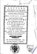 1-3 : Lettere dell'abate n.n. milanese ad un prelato romano apologetiche della Compagnia di Gesù contro due libelli intitolati Riflessioni da' pp. Gesuiti alla santità di papa Clemente 13. ... e appendice alle riflessioni. Tomo primo -terzo