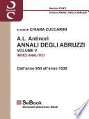 A.L.ANTINORI - ANNALI DEGLI ABRUZZI - INDICI ANALITICI - Vol. V