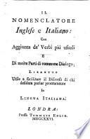 A nomenclature English and Italian, etc. (Il nomenclatore inglese e italiano.).