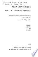 Acta Conventus Neo-Latini Lovaniensis