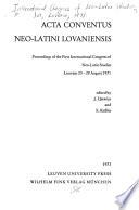 Acta Conventus Neo-Latini Lovaniensis