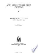Acta Curie felicis urbis Panormi: Registri di lettere (1321-22 e 1335-36)