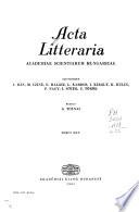 Acta Litteraria Academiae Scientiarum Hungaricae