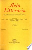 Acta Litteraria Academiae Scientiarum Hungaricae