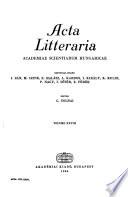 Acta Litteraria Academiae Scientiarum Hungaricae