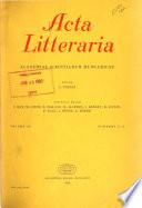 Acta Litteraria Academiae Scientiarum Hungaricae