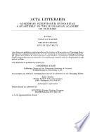 Acta Litteraria Academiae Scientiarum Hungaricae