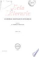 Acta Litteraria Academiae Scientiarum Hungaricae