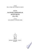 Acta Nationis Germanicae Artistarum: 1637-1662