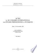 Actes du IIIe congrès international des études phéniciennes et puniques