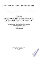 Actes du XIe Congrès international d'archéologie chrétienne