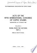 Acts of the Fifth International Congress of Coptic Studies