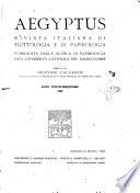 Aegyptus rivista italiana di egittologia e di papirologia