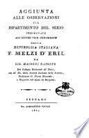Aggiunta alle osservazioni sul dipartimento del Serio presentate all'ottimo vice-presidente della Repubblica italiana F. Melzi d'Eril da Gio. Maironi Daponte ..