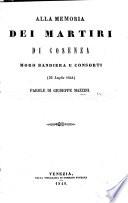 Alla memoria dei martiri di Cosenza, Moro Bandiera e consorti, 25 luglio 1844. Parole di G. Mazzini