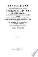 Allocuzione ... al sagro collegio nel concistoro segreto del 22 luglio 1842 (etc.)