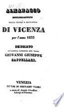 Almanacco ecclesiastico della citta e provincia di Vicenza