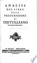 Analisi del libro delle Prescrizioni di Tertulliano ...