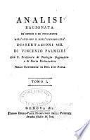 Analisi ragionata de sistemi e de'fondamenti dell ... dissertazioni v111 ...