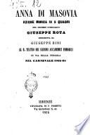 Anna di Masovia azione mimica in 5 quadri del celebre coreografo Giuseppe Rota