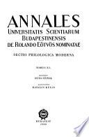 Annales Universitatis Scientiarum Budapestinensis de Rolando Eötvös Nominatae