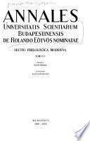 Annales Universitatis Scientiarum Budapestinensis de Rolando Eötvös Nominatae