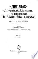 Annales Universitatis Scientiarum Budapestinensis de Rolando Eötvös Nominatae