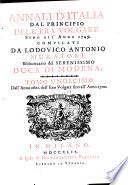 Annali d'Italia dal principio dell'era volgare sino all'anno 1500