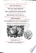 Annali d'Italia dal principio dell'era volgare sino all'anno 1749, compilati da Lodovico Antonio Muratori ... Tomo primo [- decimosesto]