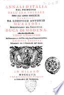 Annali d'Italia dal principio dell'era volgare sino all'anno 1749, compilati da Lodovico Antonio Muratori ... Tomo primo [- decimosesto]