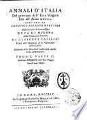 Annali d'Italia dal principio dell'era volgare sino all'anno 1750. Compilati da Lodovico Antonio Muratori ... colle prefazioni critiche di Giuseppe Catalani ..