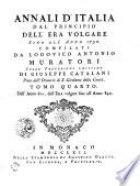 Annali d'Italia: Dall'anno 601 dell'era volare fino all'anno 840