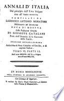 Annali d'Italia ... sino all'anno mdccl, colle prefazioni critiche di G. Catalani. (Continuati sino ai giorni nostri dall'a ... G ... O ... V ... ). Tom. 1, pt.1-tom. 15, pt.1 [and] Tavole cronologiche