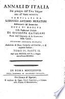 Annali d'Italia ... sino all'anno mdccl, colle prefazioni critiche di G. Catalani. (Continuati sino ai giorni nostri dall'a ... G ... O ... V ... ). Tom. 1, pt.1-tom. 15, pt.1 [and] Tavole cronologiche
