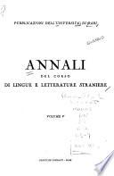 Annali del Corso di Lingue e Letterature Straniere