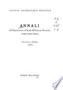 Annali del Dipartimento di studi dell'Europa orientale