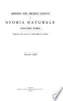 Annali Del Museo Civico Di Storia Naturale Giacomo Doria.