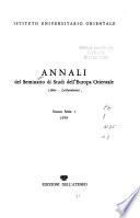 Annali del Seminario di studi dell'Europa orientale