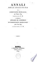 Annali dell' instituto di corrispondenza archeologica