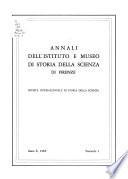 Annali dell'Istituto e museo di storia della scienza di Firenze