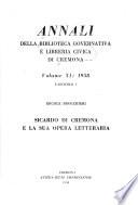 Annali della Biblioteca governativa e libreria civica di Cremona