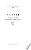 Annali della Facoltà di lettere e filosofia dell'Università di Bari