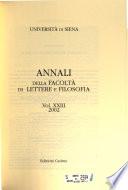 Annali della Facoltà di lettere e filosofia
