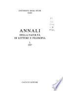 Annali della Facoltà di lettere e filosofia