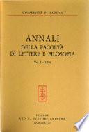 Annali della Facoltà di lettere e filosofia
