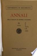 Annali della Facoltà di Lettere e Filosofia