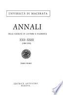 Annali della Facoltà di Lettere e Filosofia