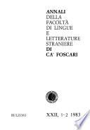 Annali della Facoltà di lingue e letterature straniere di Ca' Foscari