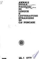 Annali della Facoltà di lingue e letterature straniere di Ca' Foscari