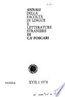 Annali della Facoltà di lingue e letterature straniere di Ca' Foscari